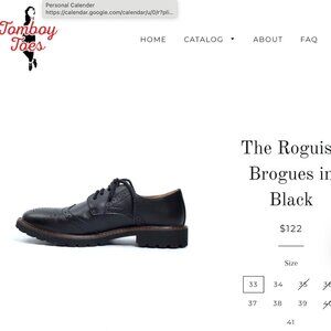 Tomboy Shoes - Roguish Brogues - Black - Size 35